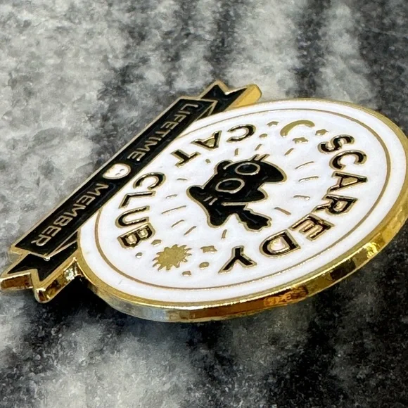 3/$15 Scaredy Cat Club Lifetime Member Enamel Brooch - Picture 6 of 6